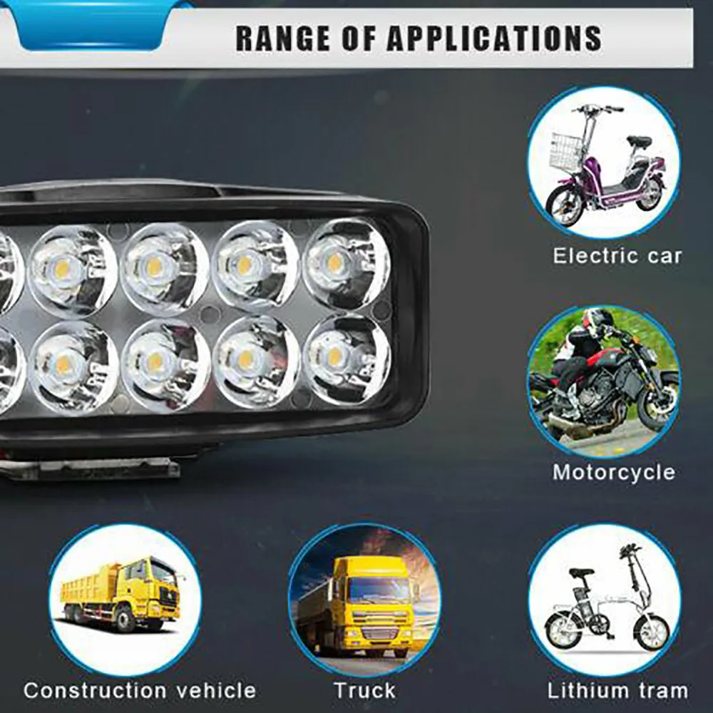

Truck Motorcycle Headlight 16 LED 5700-7000K White Spotlight 9-85 Volt For Cars