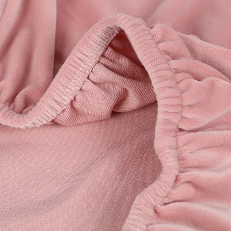 

Stretch Fox Velvet Fabric Dining Room Wedding Kitchen Home Short Chair Seat Covers, Pink