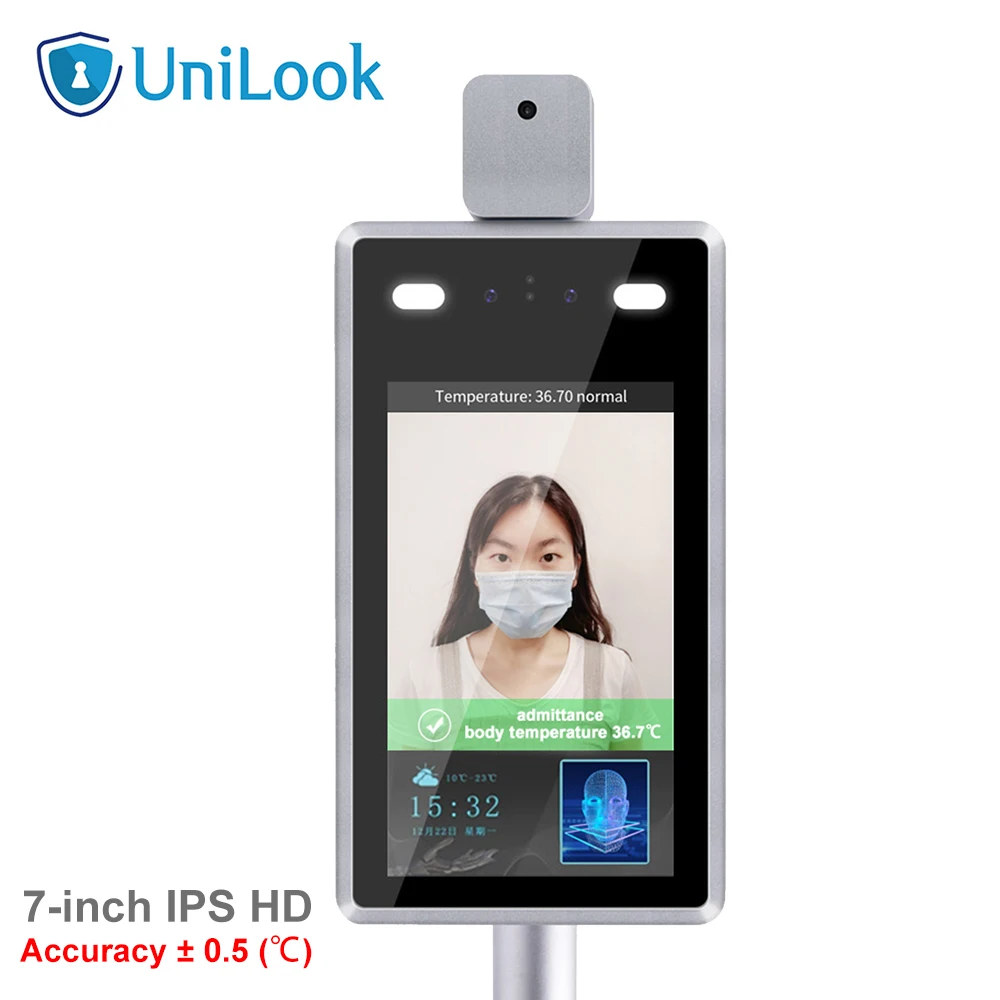 7-дюймовый IPS HD дисплей распознавание лица термальная посещаемость времени