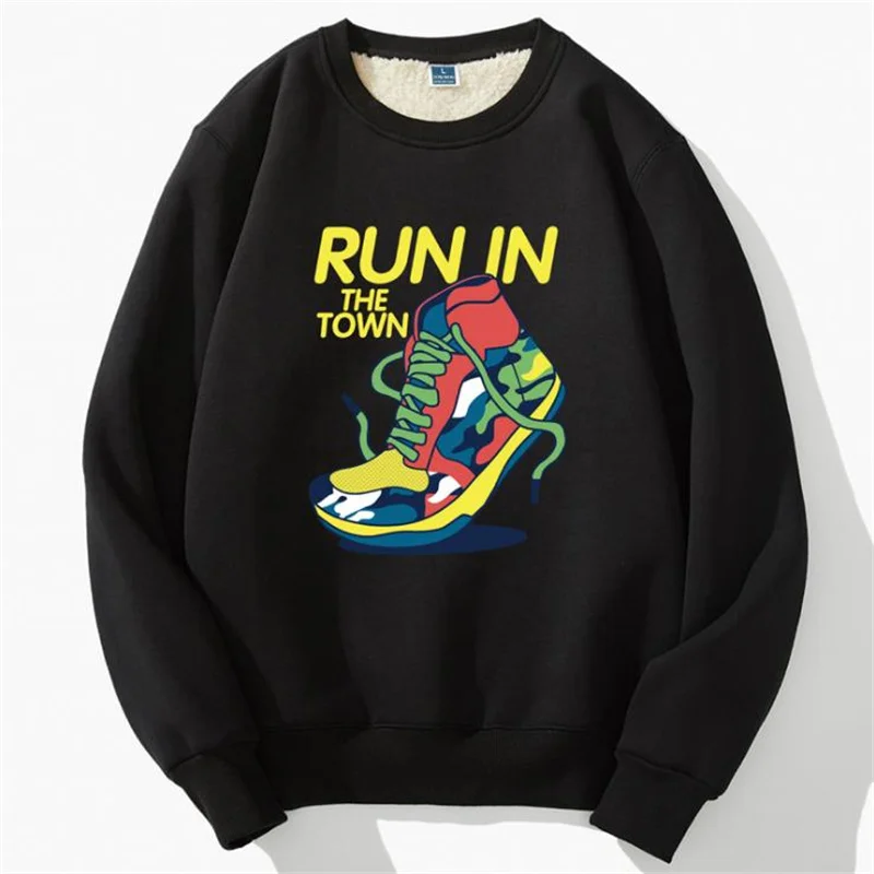 

Winter Spring New Men Hoodie Fashion Style Lamb Cashmere Hooded Round Neck Loose Solid Color Plush Male Warm Jogger Sweatshirt