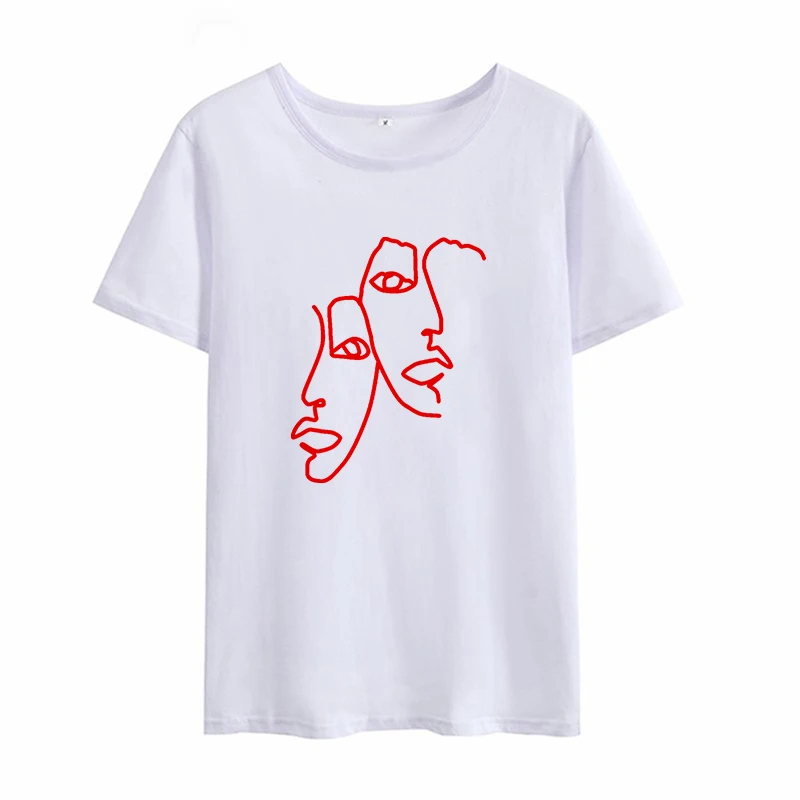 

Simple T-shirt Stick figure People avatars Printed tshirt lady 2021 New Summer T shirt O-neck Tshirt Short Sleeve t-shirt women