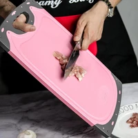 1pcs cutting board wheat straw vegetable meat chopping hanging hole spilover prevention kitchen accessory garlic grinding