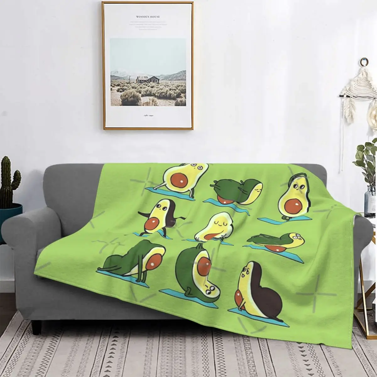 

Manta de Yoga con aguacate, colcha a cuadros para cama, manta Thermal de 90, colcha para camas