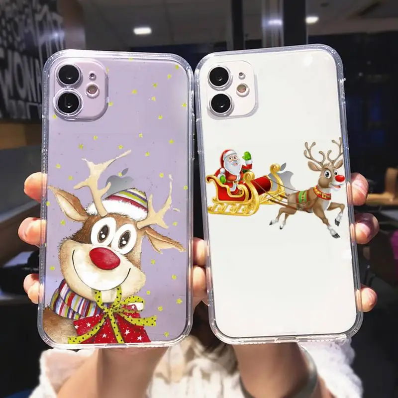 

Cute Christmas Elk Phone Case For iPhone 12 Mini 11 Pro XS Max X XR 7 8 Plus
