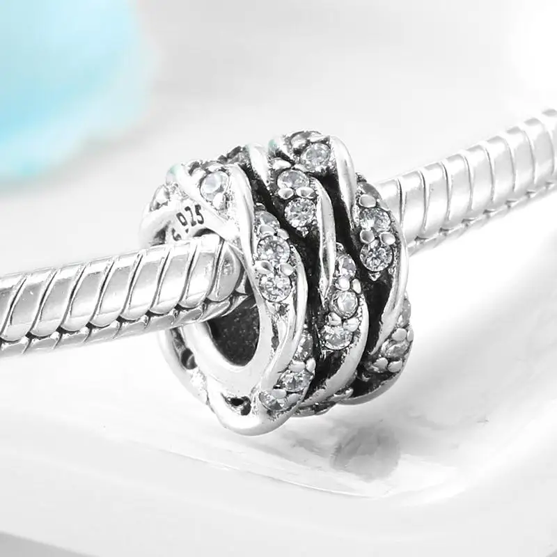 Аутентичные 925 стерлингового серебра и черной эмалью в виде прозрачными камнями