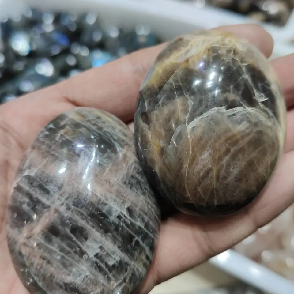 1 шт. 80 г кристаллический пальмовый камень натуральный черный лунный кварцевый