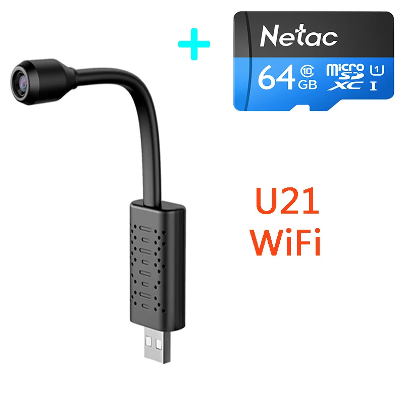 U21camera64GBTFcard Новейшая U11 Мини Портативная HD 1080P USB камера для видеонаблюдения дешевая CCTV Интернет ip камера видео рекордер Поддержка TF карта - Цвет: U21camera64GBTFcard
