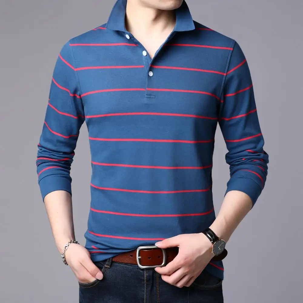 Новинка осени 2019 мужская рубашка-поло с длинными рукавами Высококачественная