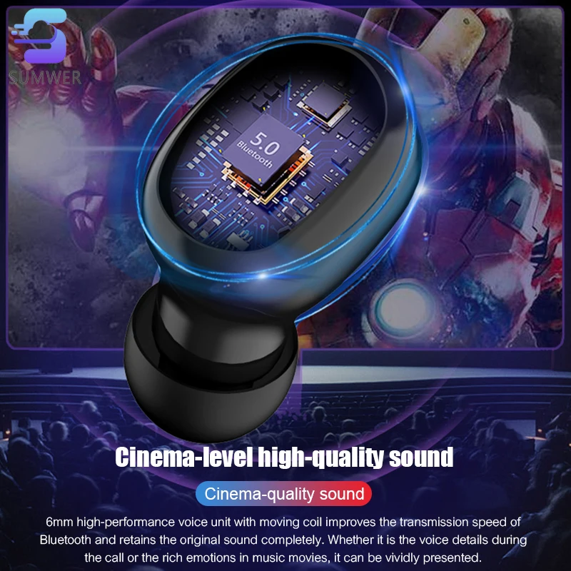 Беспроводные наушники tws G6s 5 0 Bluetooth Handsfree Sports Bass IPX5 Водонепроницаемая гарнитура 3500