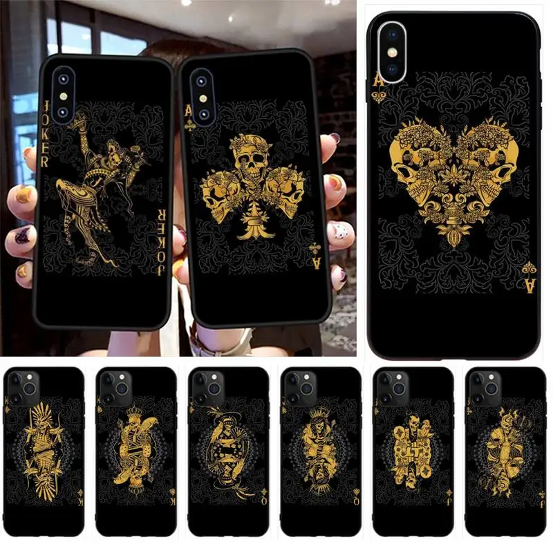

PENGHUWAN Poker king Black TPU Soft Phone Case Cover for iPhone 11 pro XS MAX 8 7 6 6S Plus X 5S SE XR case