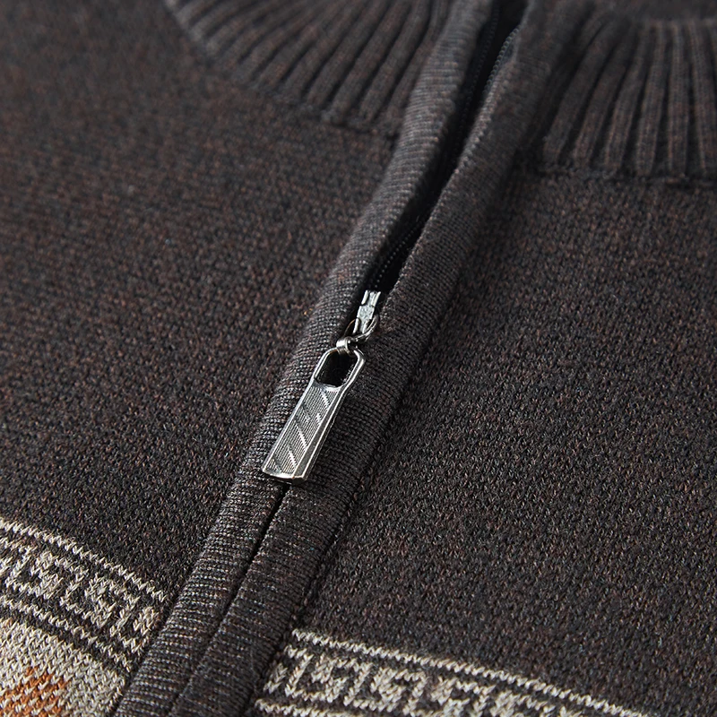 2020 Повседневный толстый теплый зимний вязаный свитер на молнии Мужская одежда