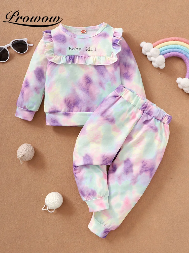 Prowow 2021 Fashion Baby Girls Clothes Set Tie Dye Kids Toddlers Costume Autumn Winter Outfits Casual Children's Clothing | Мать и