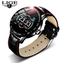 New fashion leather smart watch men sport Fitness tracker Pedometer watch Heart rate blood pressure smartwatch reloj inteligente