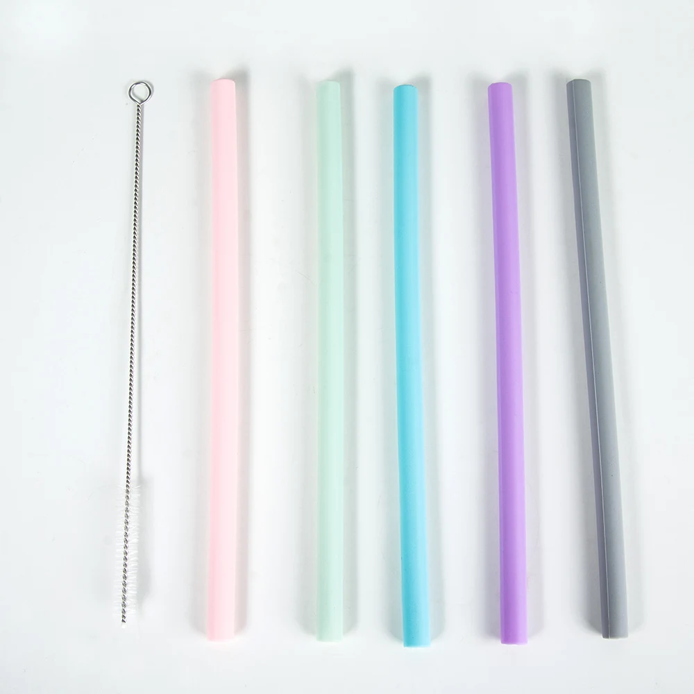 6 шт пищевого класса многоразовые силиконовые соломинки для питья гибкие с