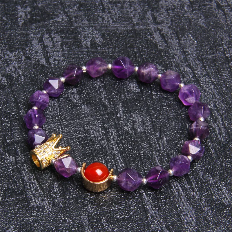 Натуральный браслет с аметистом Корона ограненные Агаты натуральный камень
