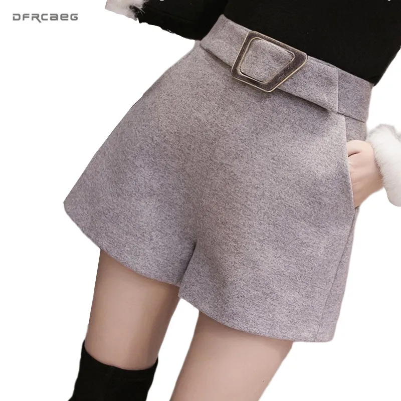 Черные серые шерстяные сапожки с высокой талией женские шорты Осень зима 2019