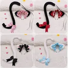 Женский костюм горничной с кошачьими ушками и хвостом, плюшевая Кружевная повязка на голову, повязка для волос с ушками животных, аксессуары для косплея с длинным хвостом в стиле аниме