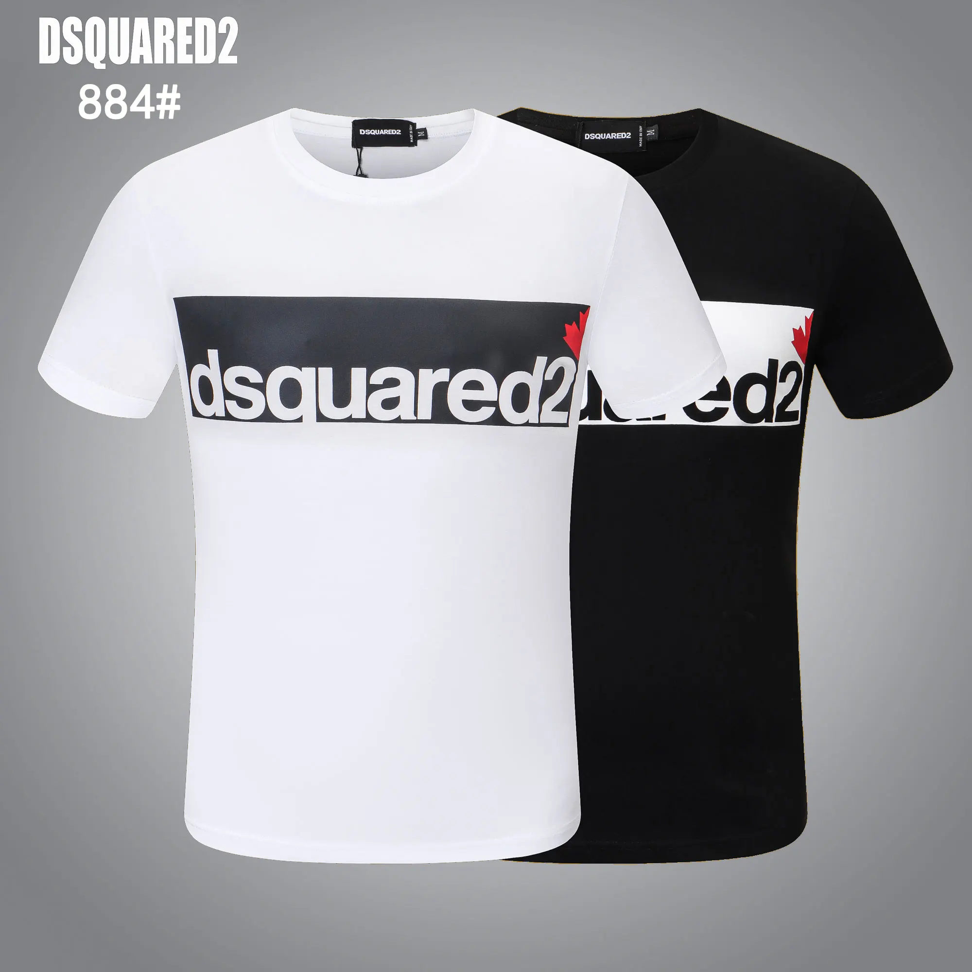 Brand Dsquared2 Men&amp#39s T-shirt Fashion Round Neck Top Pure Cotton Printed Multicol Black white M-3XL | Мужская одежда