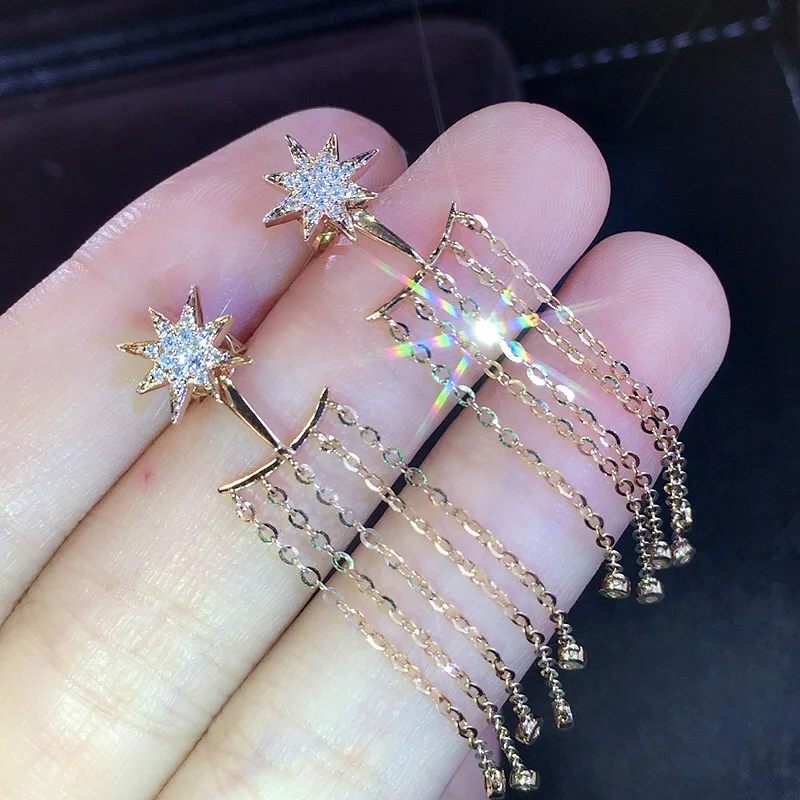 

Luxury Fringe AAA+ Cubic Zircon Drop Earrings for Women New Elegant Unique Drop Line Long Earring Wedding Jewelry Gifts