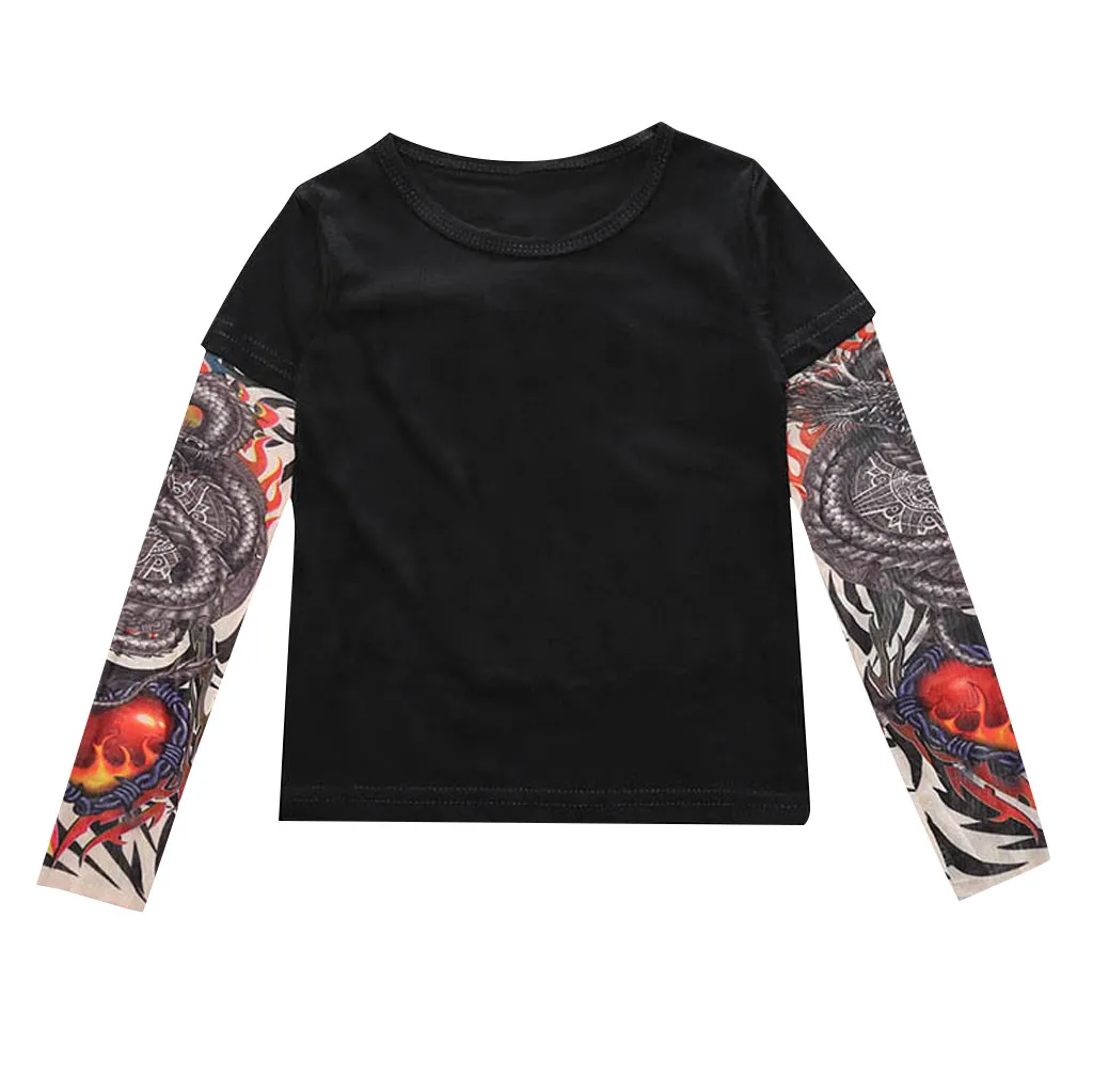 Футболка для маленьких мальчиков с сетчатым Принтом Татуировки футболка