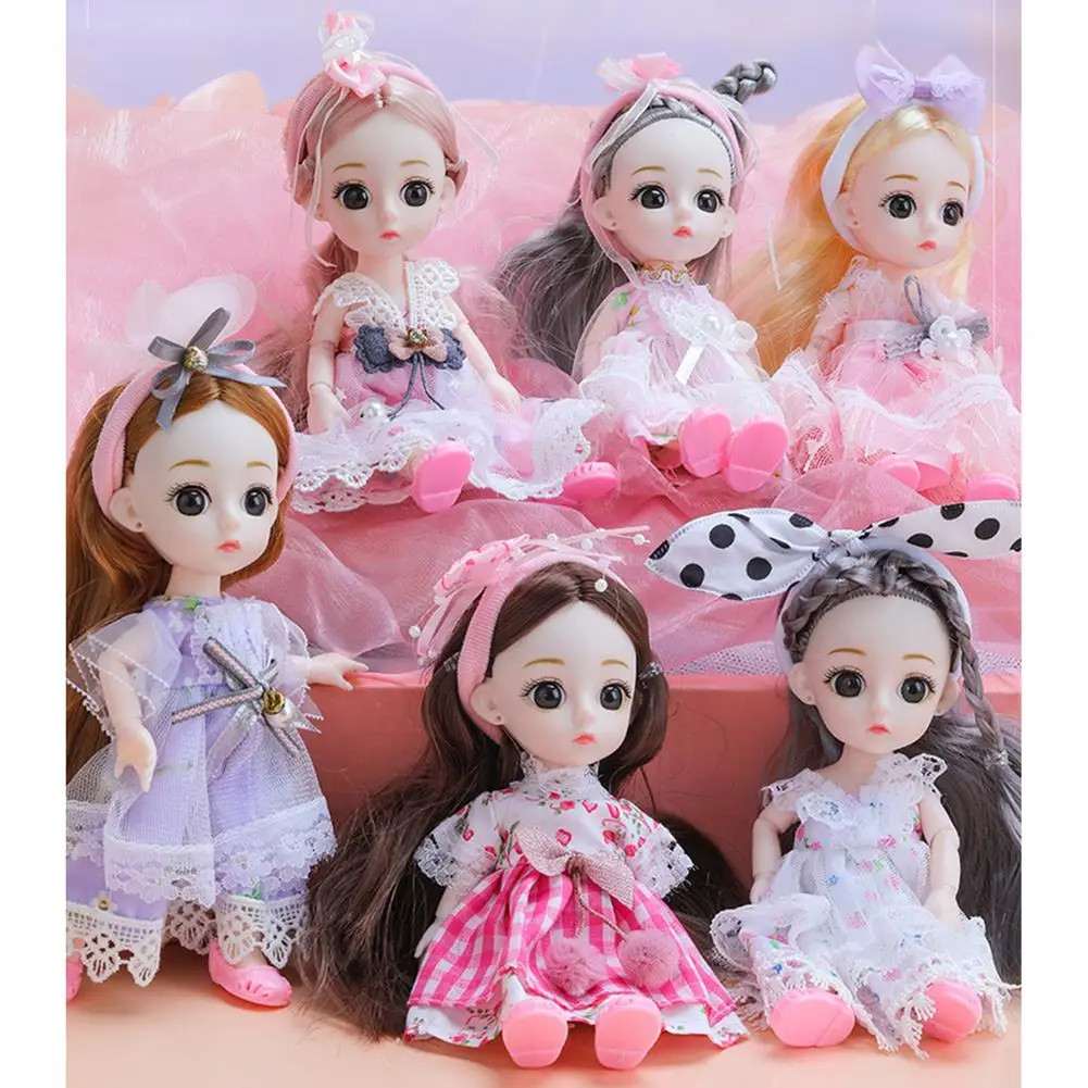 

Новая шарнирная мини-Кукла 16 см, 6 шт., подвижная шарнирная девушка, ребенок, 3D большие глаза, красивая игрушка «сделай сам», кукла с одеждой и ...