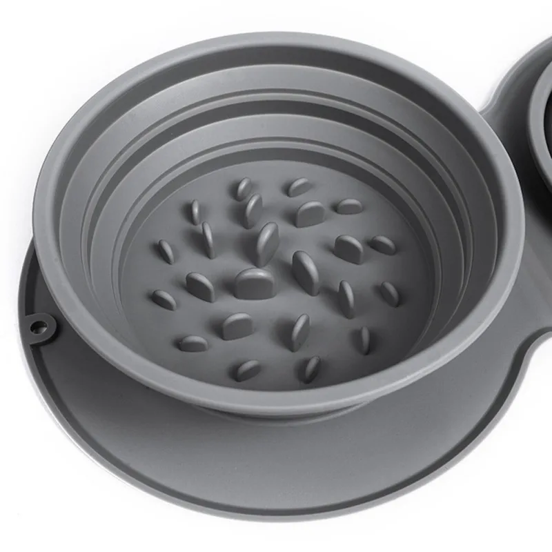 

Pet Dog Food Bowl Silicone Puppy Slow Down Eating Feeder Dish Double Bowl Prevent Obesity Pet Dog Feeding Supplies Pet Product