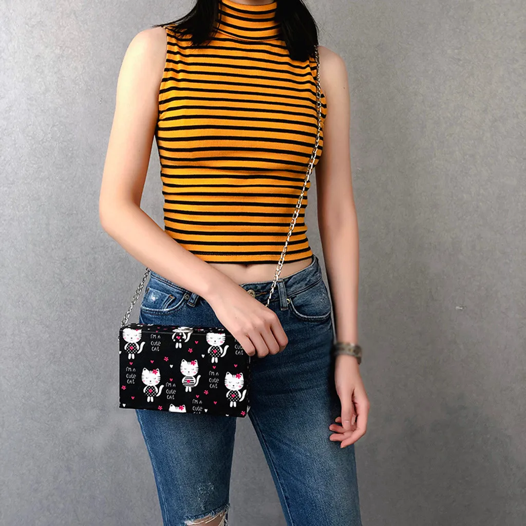 Женская сумка мессенджер из искусственной кожи на плечо с принтом кота для