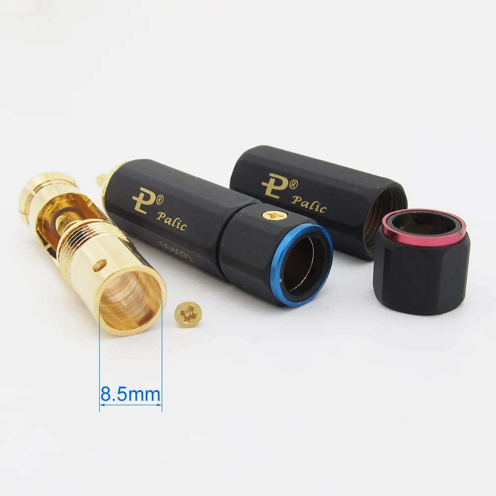 1 Pair Palic High Quality Gold Plated RCA Plug Lock Collect Solder A/V Connector images - 6
