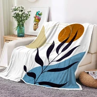 nordic abstract sketch print sherpa blanket two layer thicken fleece blanket fluffy throw blanket bedspreads for bed decorative