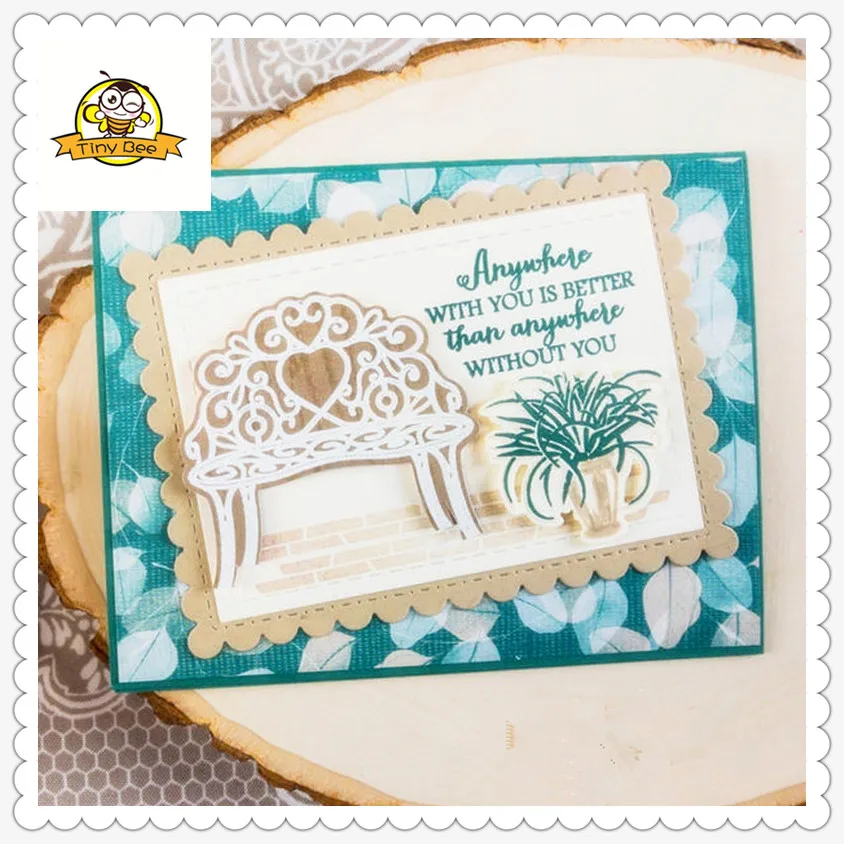 New Dresser Bench Metal Cutting Dies and Clear Stamps for Scrapbooking for DIY Card Making Cutting Crafts Stencil Dies