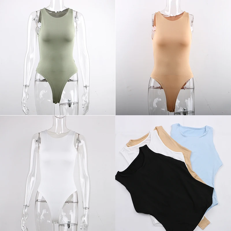 

Neck Summer Sleeveless Sexy Bodysuit Women 2021 Off Shoulder Body Tops Casual White Bodysuits New