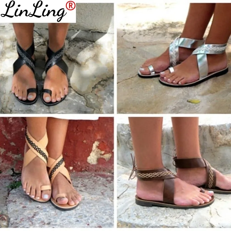 

2021 Woman Gladiator Flip Flops Beach Sandals Ladies Summer Shoes Flat Sandals for Women Casual Shoes Women Gold Silver 35 - 43