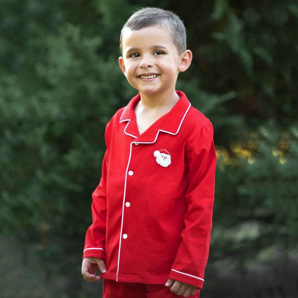 Рождественская пижама с длинными рукавами для маленьких мальчиков и девочек