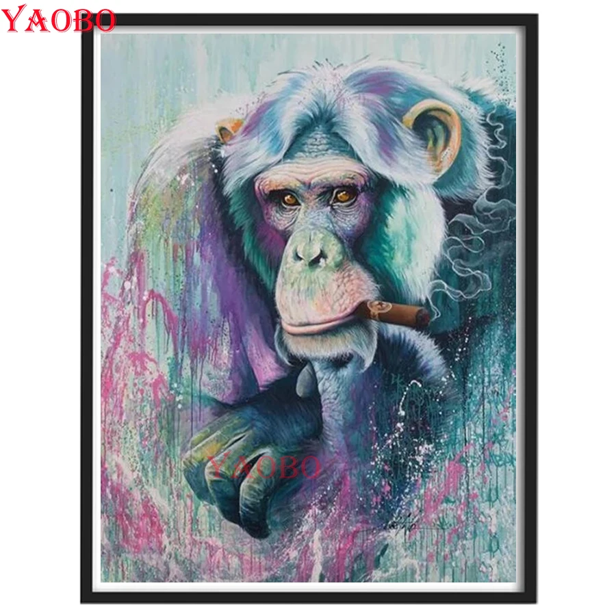 

Diamond Embroidery "Color monkey Smoking" 5D Diy Diamond Painting Full Square/Round Drill Mosaic Pictures Cross Stitch Kits