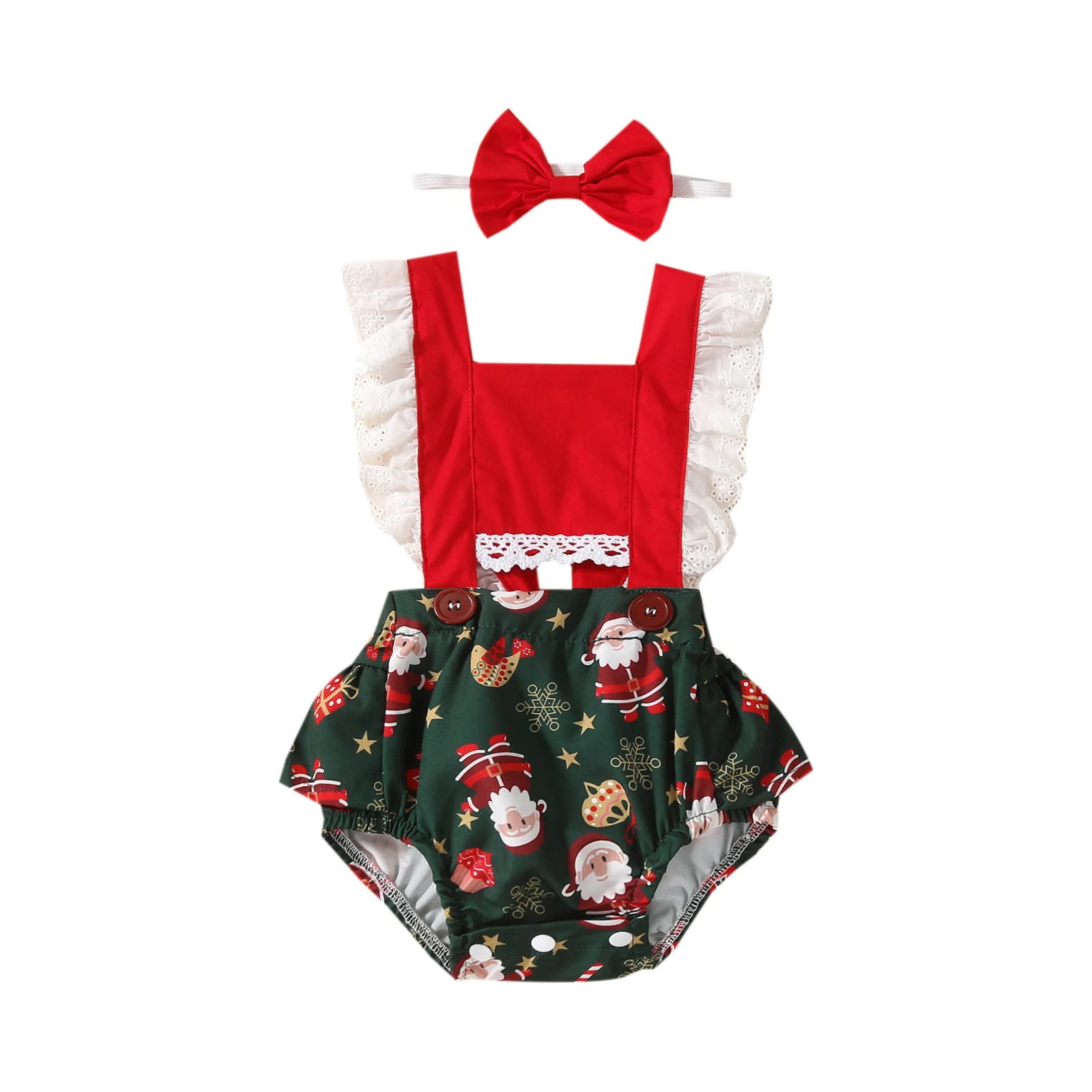 

Ma&Baby 0-24M Christmas Baby Girl Clothing Newborn Infant Girls Ruffles Romper Santa Print Jumpsuit Xmas Costume