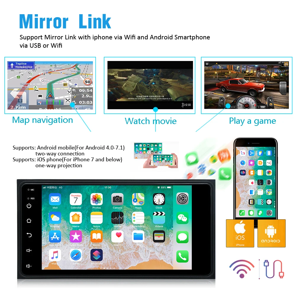 Автомагнитола AMPrime мультимедийный плеер на Android с 7 &quotсенсорным экраном GPS Wi Fi 1 ГБ