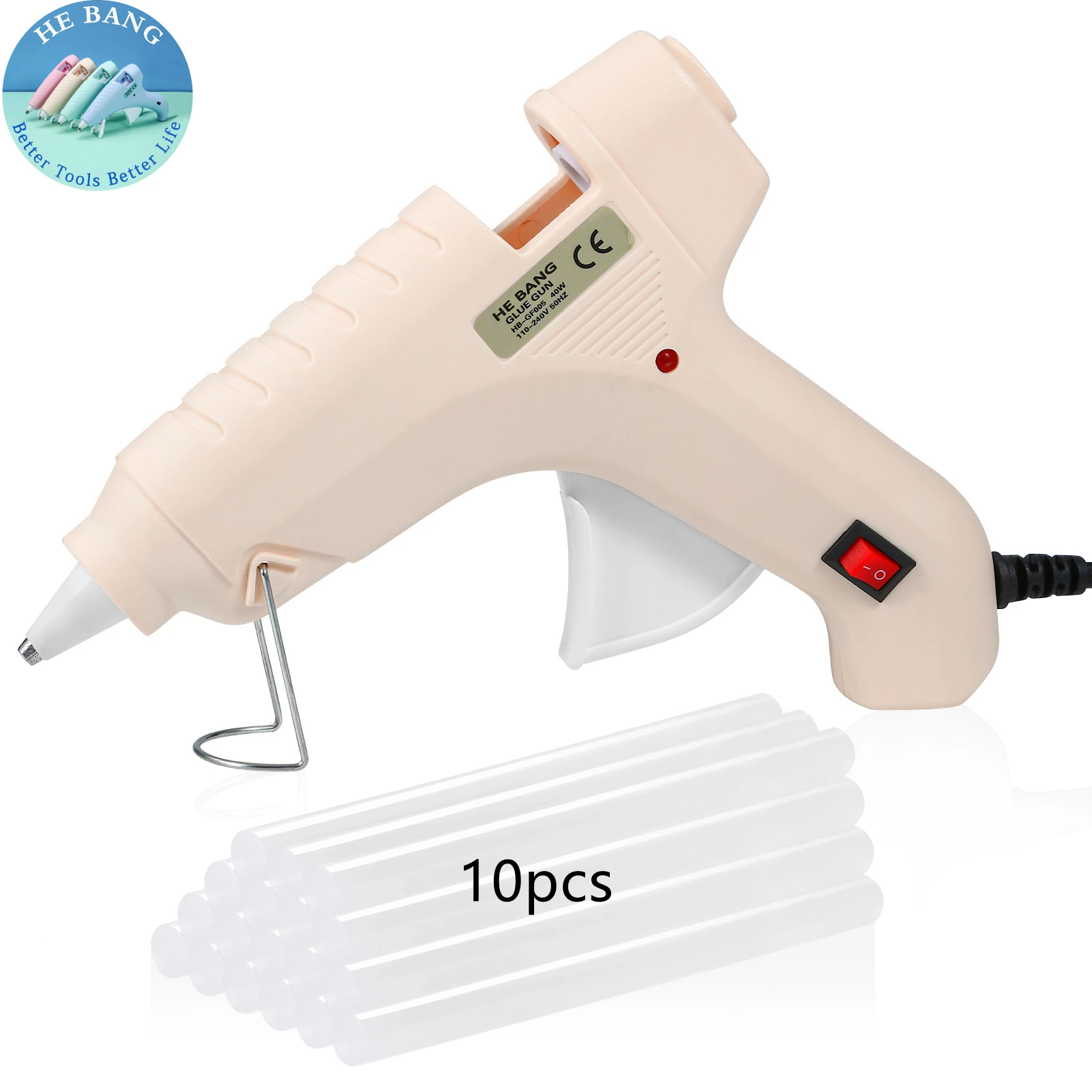 

HEBANG Yellow 40W*10pcs Glue Sticks Hot Melt Glue Gun High Temperature Anti-drip Melting Quick Home Repair Arts Crafts DIY