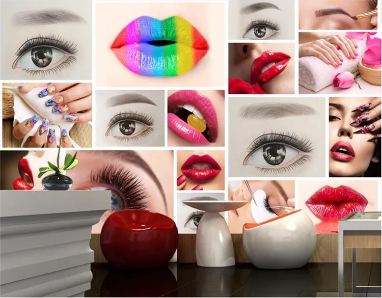 Ustom любой размер Обои фреска мода салон красоты Полупостоянный брови губы ногтей
