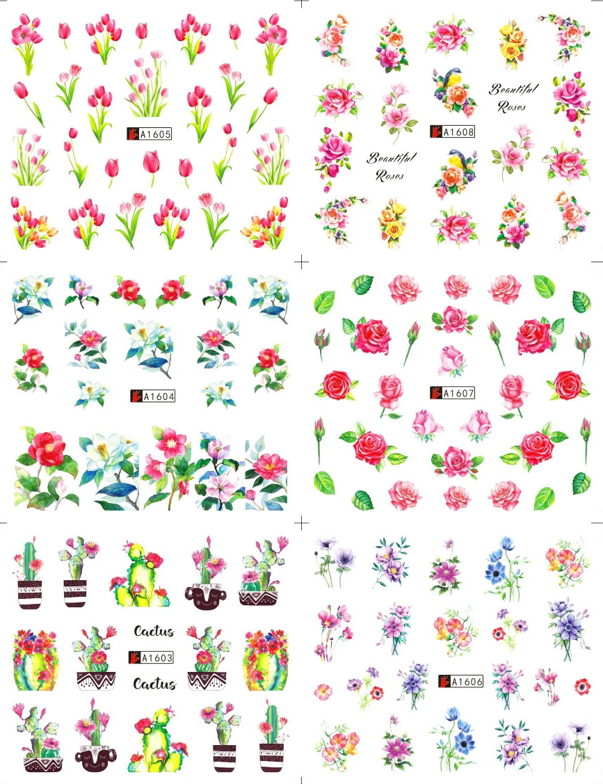 12 шт фиолетовый цветок розы переводные наклейки для ногтей дизайна Советы