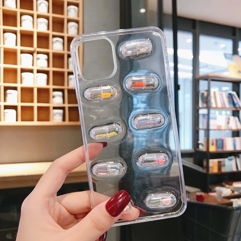 Прозрачный чехол для телефона в виде капсулы с 3d-таблетками подходит OPPO A8 A91 A92s A52