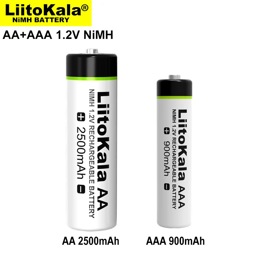 Литий-металлогидридная аккумуляторная батарея Liitokala 1 2 в AA 2500 мА · ч AAA 900 для
