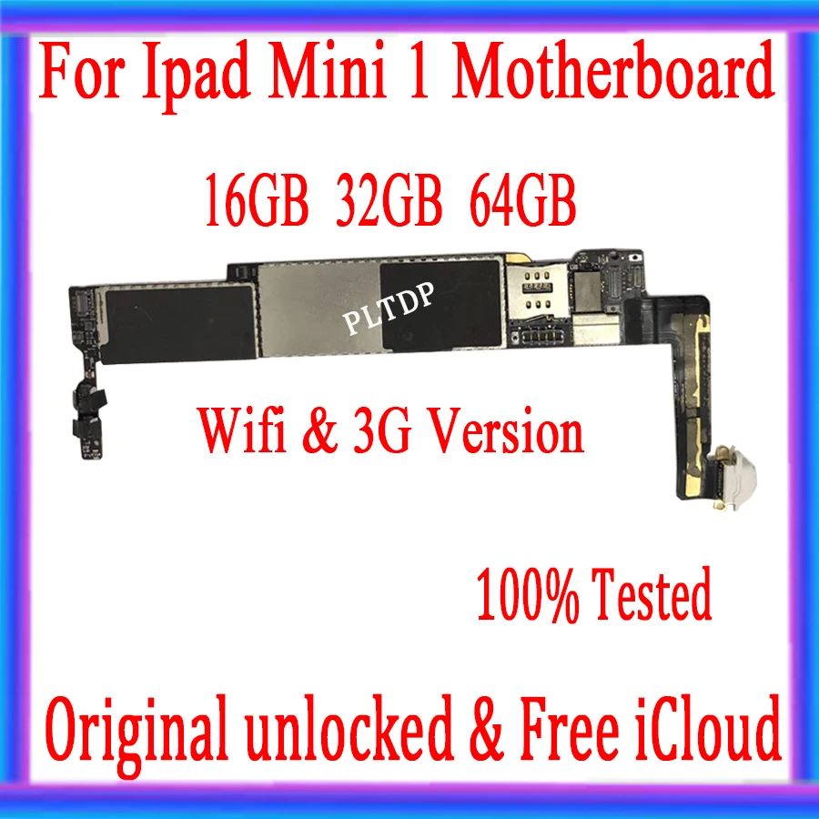 

Free iCloud Unlocked for iPad mini 1 Motherboard WIFI / Wifi+3G Version Good Tested For ipad mini 1 mainboard 16GB 32GB 64GB