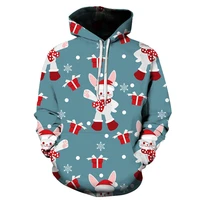 blue rabbit 3d pattern spring and autumn womens hoodie fashion casual outdoor street hoodie womens clothing
