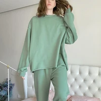 women tracksuit 2 piece set sweater pant set women long sleeved casual trousers knitted fashion suit loose home clothes outside