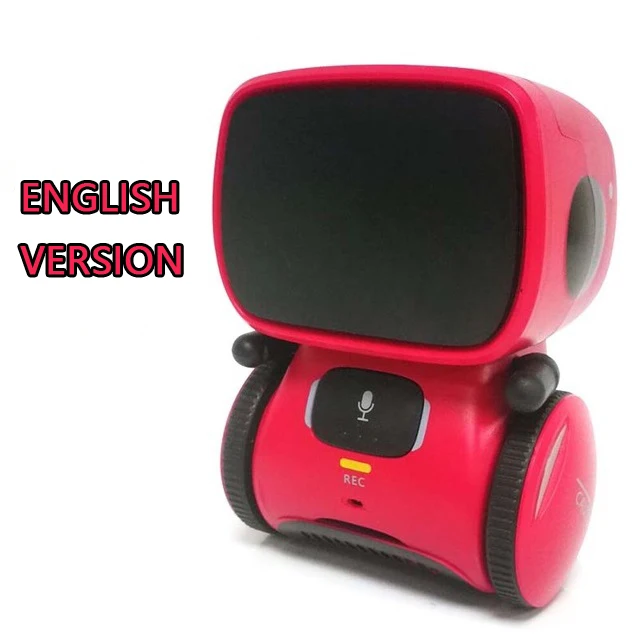 English Red Игрушечный робот, интеллектуальные роботы, русская и английская и Испанская версия, голосовые и сенсорные управляемые игрушки, Интерактивный Обучающий радиоуправляемый робот - Цвет: English Red