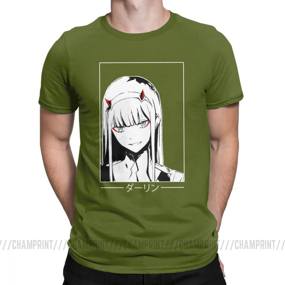Армейский зеленый Крутая футболка Zero Two Darling In The Franxx Movie, футболка для мужчин, хлопок, футболки смешного размера плюс, топы, Новое поступление одежда - Цвет: Армейский зеленый