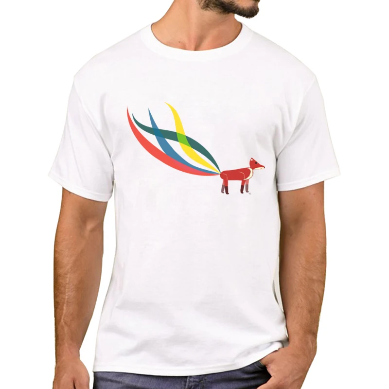 TEEHUB модная Милая Мужская футболка с рисунком лисы радуги девять хвостов футболки