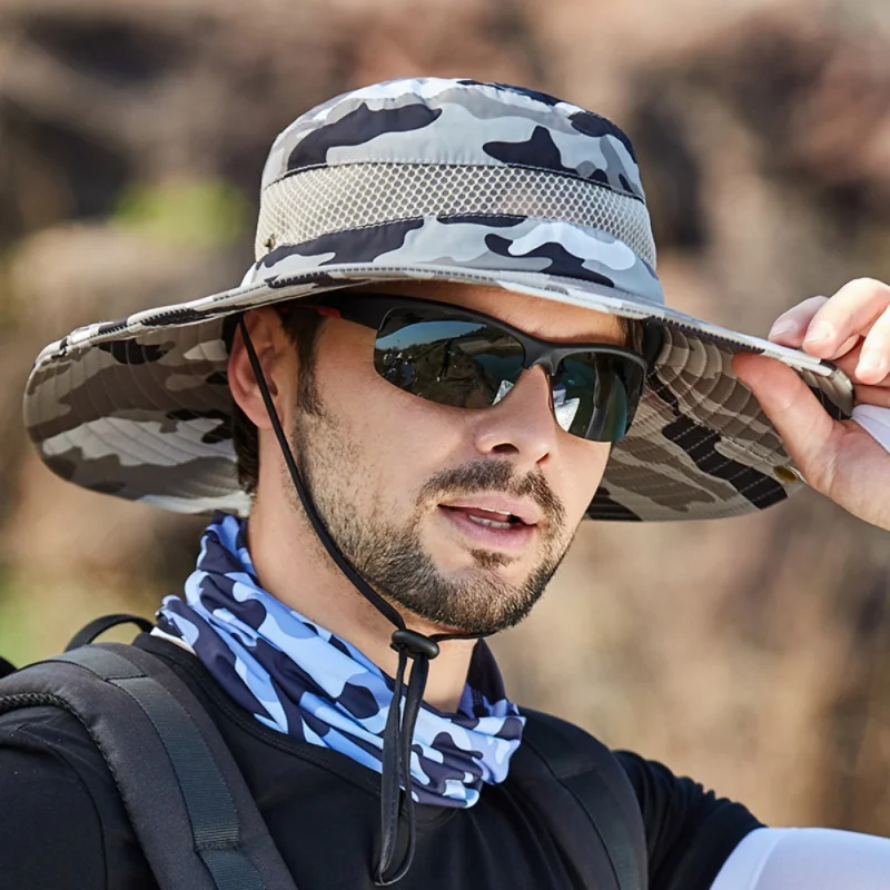 

Fashion Men Panama Hat Mesh Breathable Quick Dry Anti UV Sun Cap Summer Hat Large Wide Brim Outdoor Fishing Hiking Beach