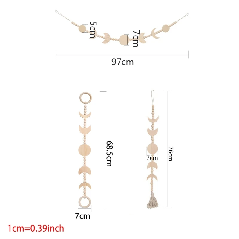 

Wooden Boho Moon Phase with Tassel Wall Hanging Garland Ornaments for Wedding Party Apartment Dorm Home Decoration
