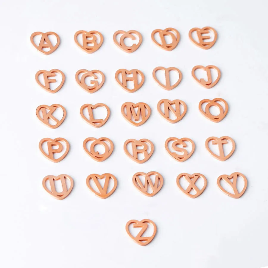 

Fnixtar 26Pcs 12mm Hollow Love Heart Initials Alphabet Charms Mirror Polish Stainless Steel Letter A-Z Charms For Braid Bracelet